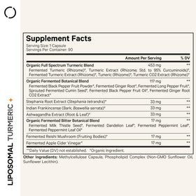 Codeage Complément Alimentaire Curcuma Liposomal 90 Capsules vue arrière