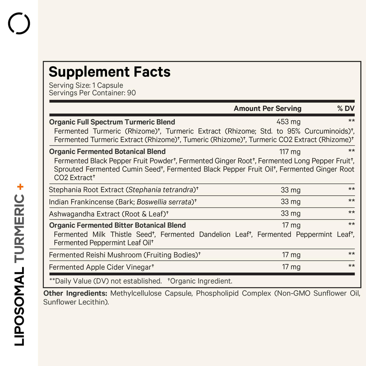 Codeage Complément Curcuma Liposomal gélules avec étiquette