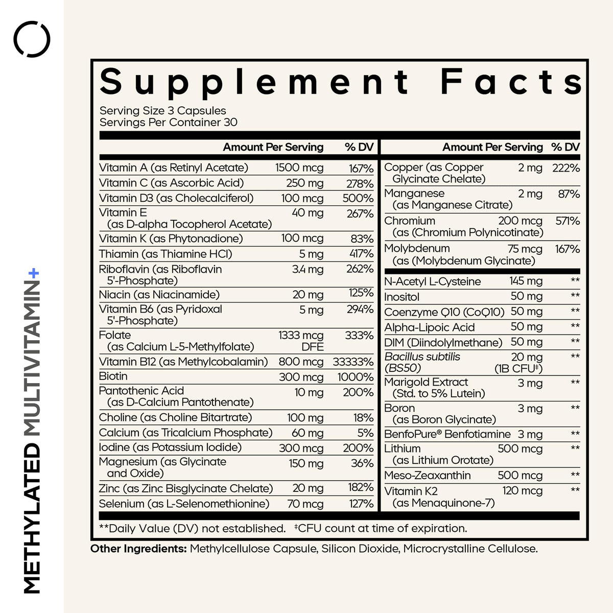 Codeage complément multivitaminé methylé détails des capsules