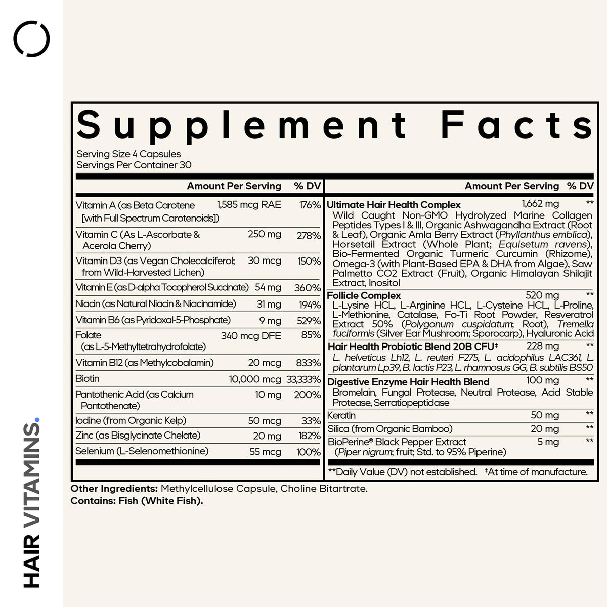 Codeage Compléments Alimentaires Cheveux 10000 mcg Biotine - vue arrière