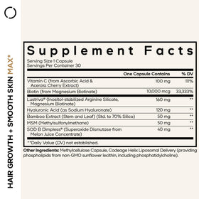 Codeage Compléments Alimentaires Cheveux et Peau Lustriva 30 capsules de côté