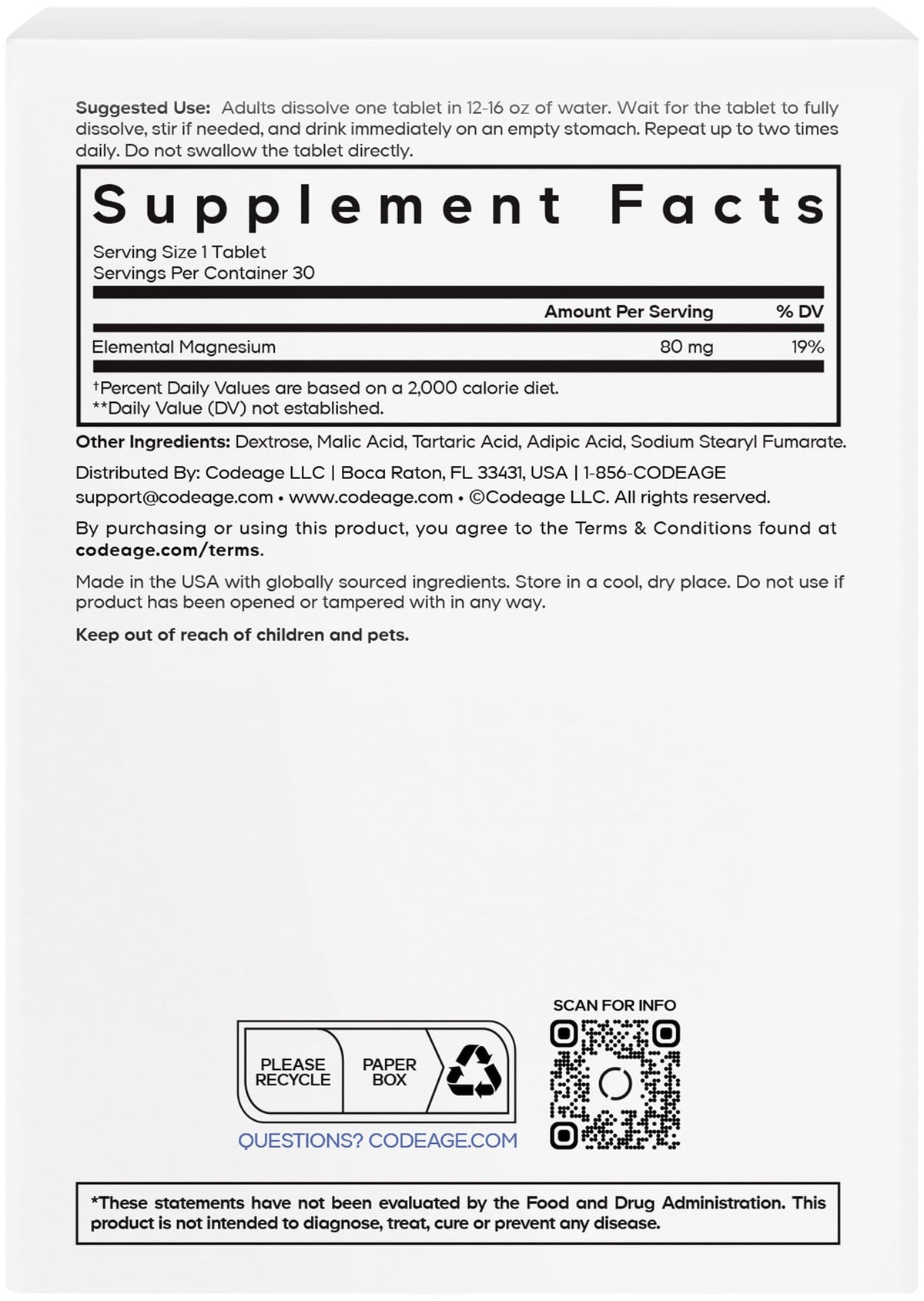 Codeage comprimés d'hydrogène moléculaire 12 PPM comprimés effervescents