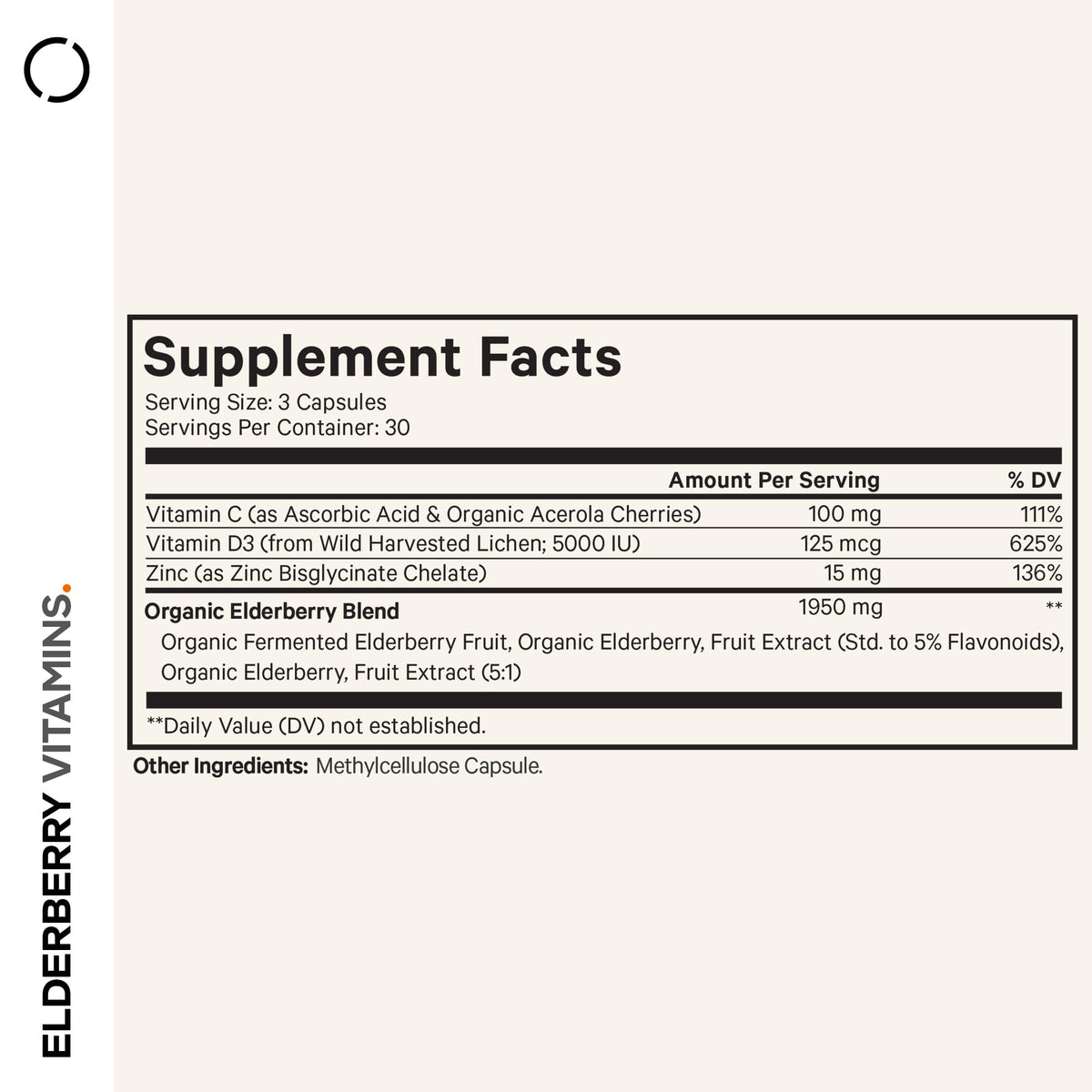 Codeage Élderberry Capsules avec étiquette sur fond blanc