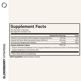 Codeage Élderberry Capsules avec étiquette sur fond blanc
