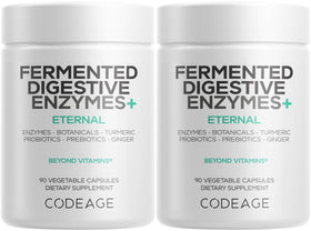 Codeage Enzymes Fermentés 14 Enzymes + Probiotiques, vue avant du flacon