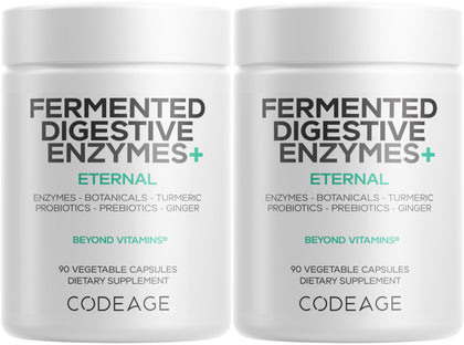 Codeage Enzymes Fermentés 14 Enzymes + Probiotiques, vue avant du flacon