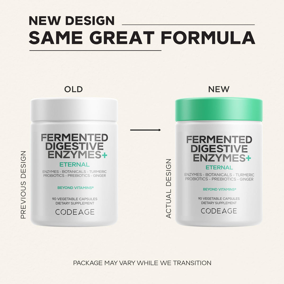 Codeage Enzymes Fermentés capsules ouvertes avec ingrédients