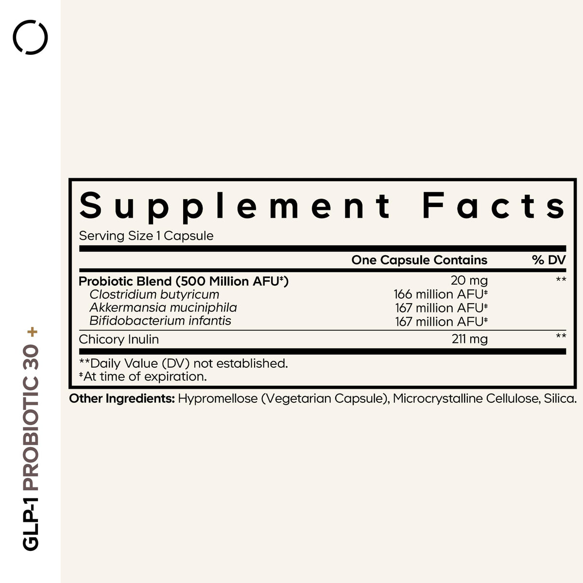 Codeage GLP-1 Probiotic+ ingrédients sur l'étiquette