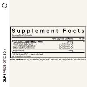 Codeage GLP-1 Probiotic+ ingrédients sur l'étiquette