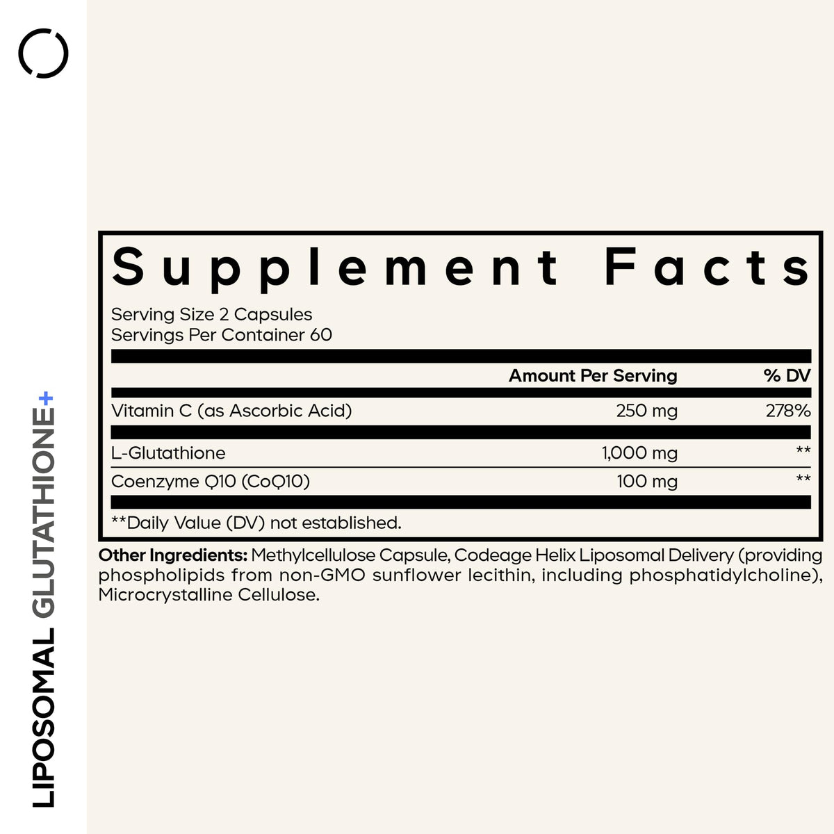 Codeage Glutathione Liposomal+ 1000mg capsules sur fond blanc