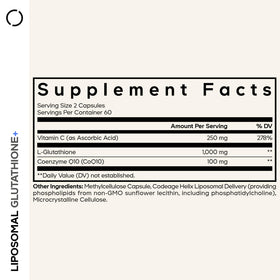 Codeage Glutathione Liposomal+ 1000mg capsules sur fond blanc