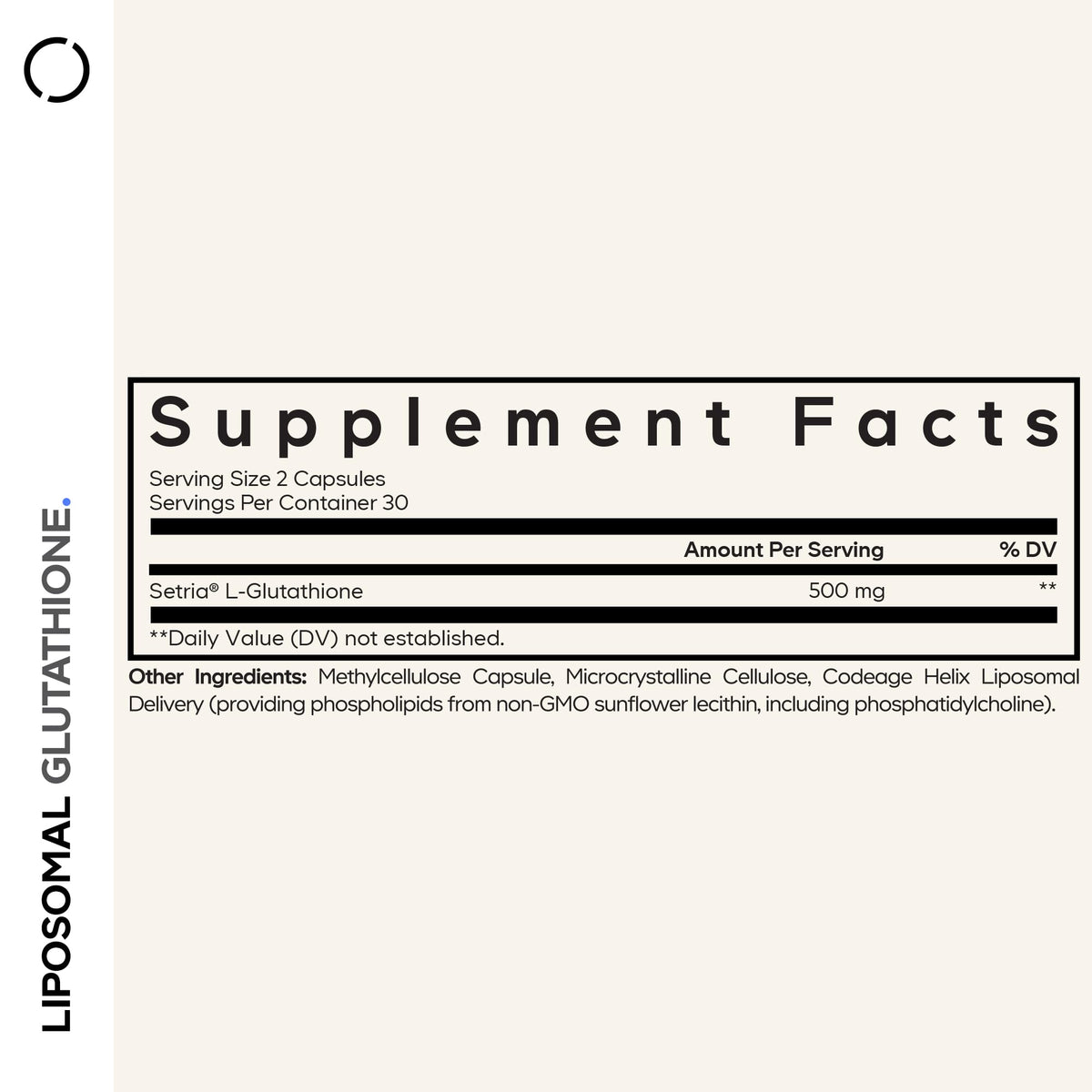 Codeage Glutathione Liposomal 500 mg capsules sur un fond blanc