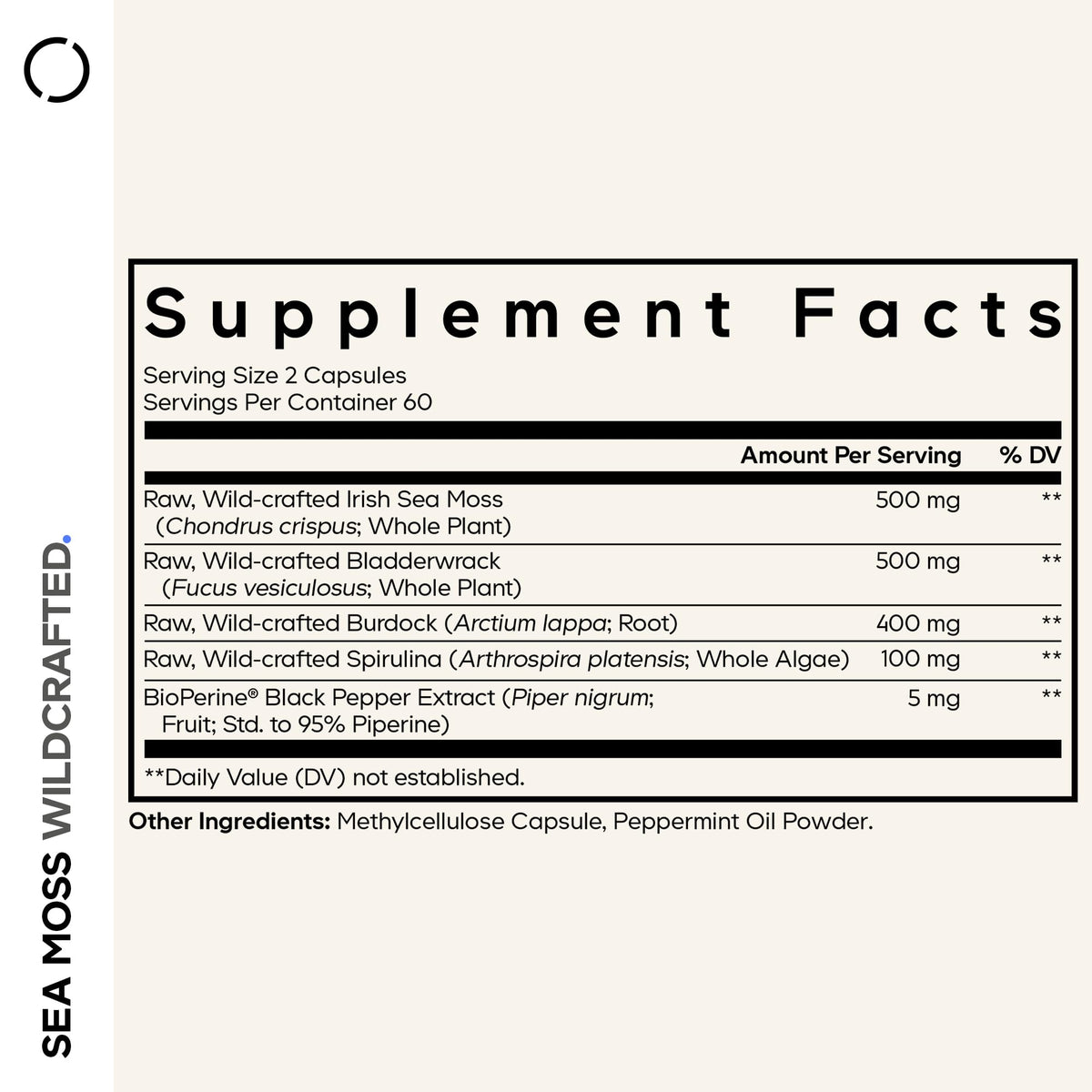 Codeage Irish Sea Moss capsules sur une table
