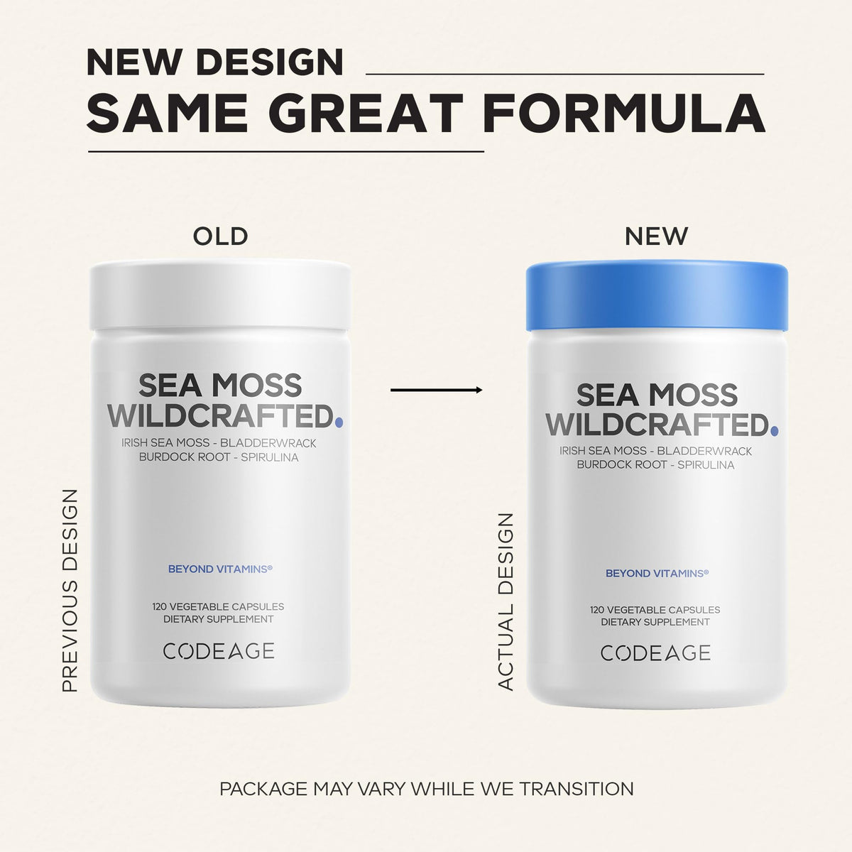 Codeage Irish Sea Moss ingrédients principaux affichés