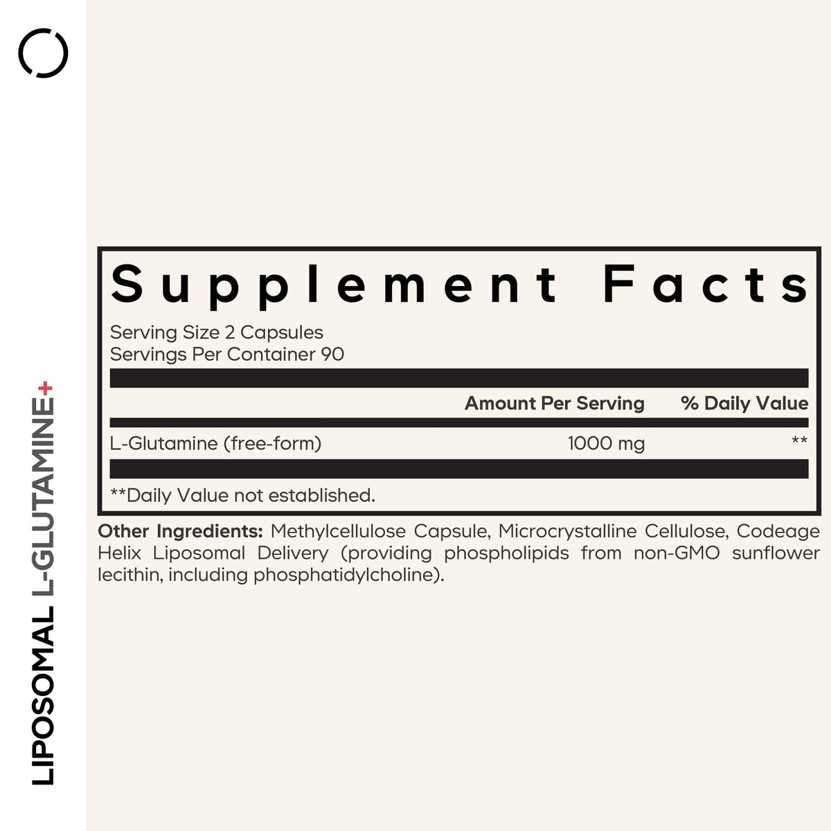 Codeage L-Glutamine Liposomal 1000mg capsules à l'intérieur du flacon