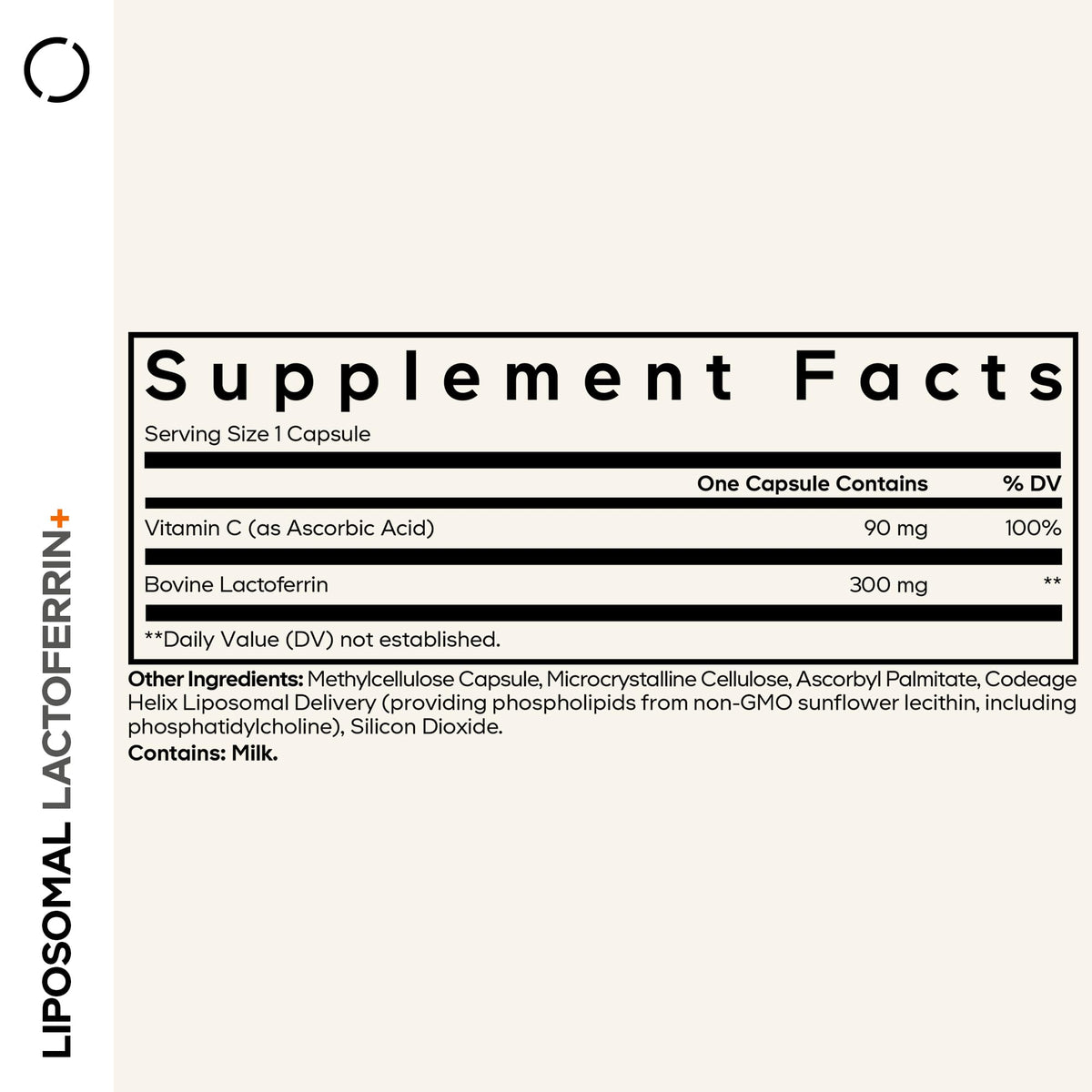 Codeage Lactoferrine Liposomale, capsules en gros plan