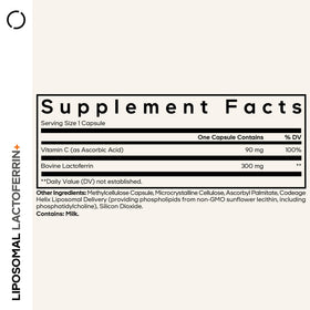 Codeage Lactoferrine Liposomale, capsules en gros plan