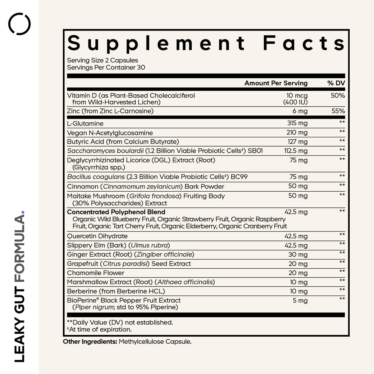 Codeage Leaky Gut capsules avec étiquette