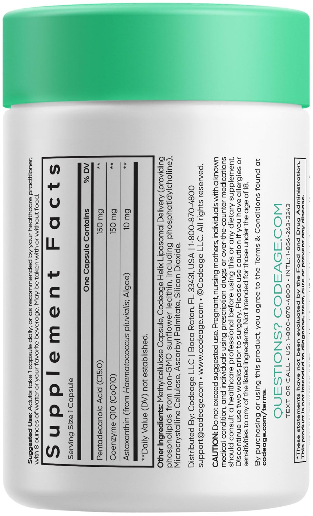 Codeage Liposomal C15:0 gélule à côté de son flacon