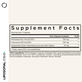 Codeage Liposomal C15:0 ingrédients principaux affichés