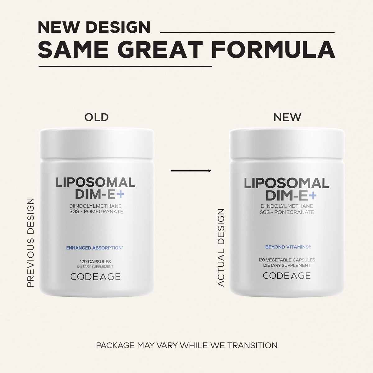 Codeage Liposomal DIM capsules à côté d'un verre d'eau