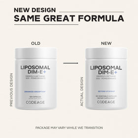 Codeage Liposomal DIM capsules à côté d'un verre d'eau