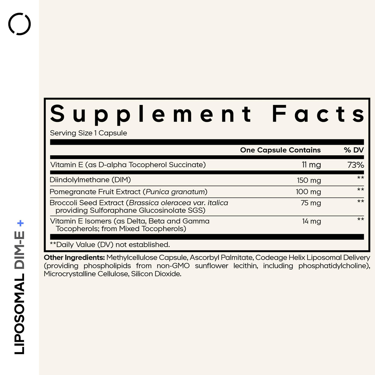 Codeage Liposomal DIM capsules avec étiquetage clair