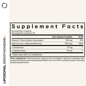 Codeage Liposomal Ergothioneine+ ingrédients et composition