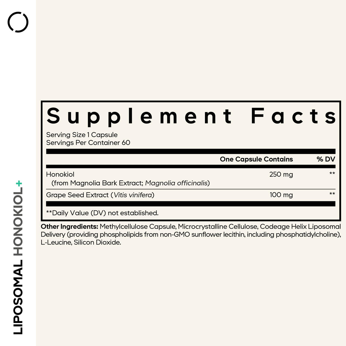 Codeage Liposomal Honokiol 250 mg capsules sur un fond blanc