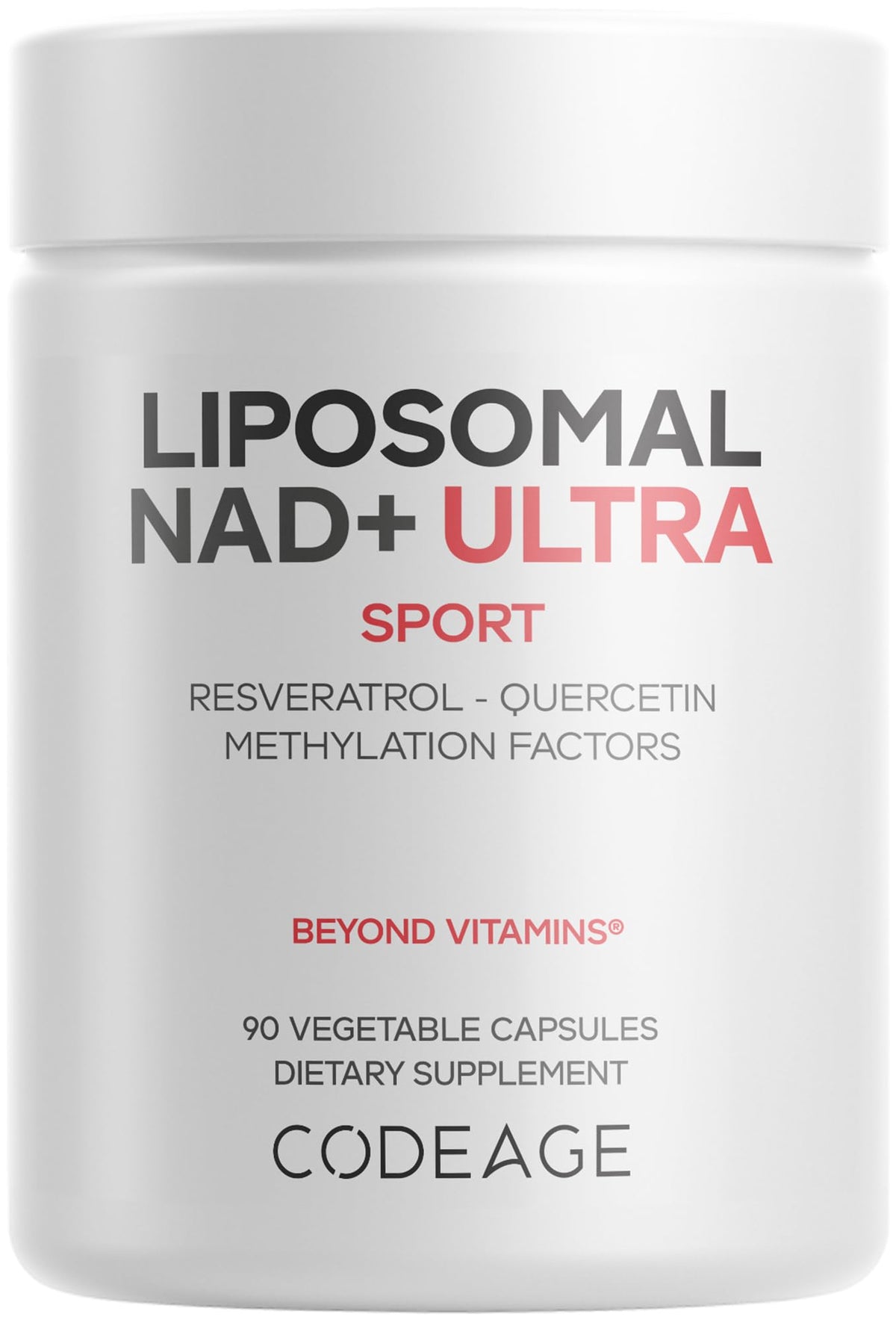 Codeage Liposomal NAD+ 500 mg avec Resvératrol, boîte avant