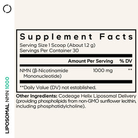 Codeage Liposomal NMN 1000 mg poudre sans saveur 82g vue arrière