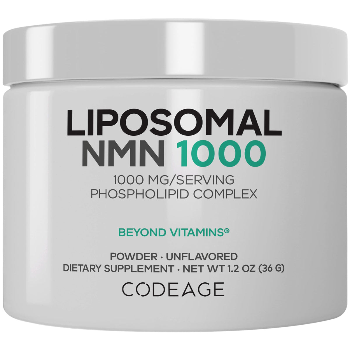 Codeage Liposomal NMN 1000 mg poudre sans saveur 82g vue de face