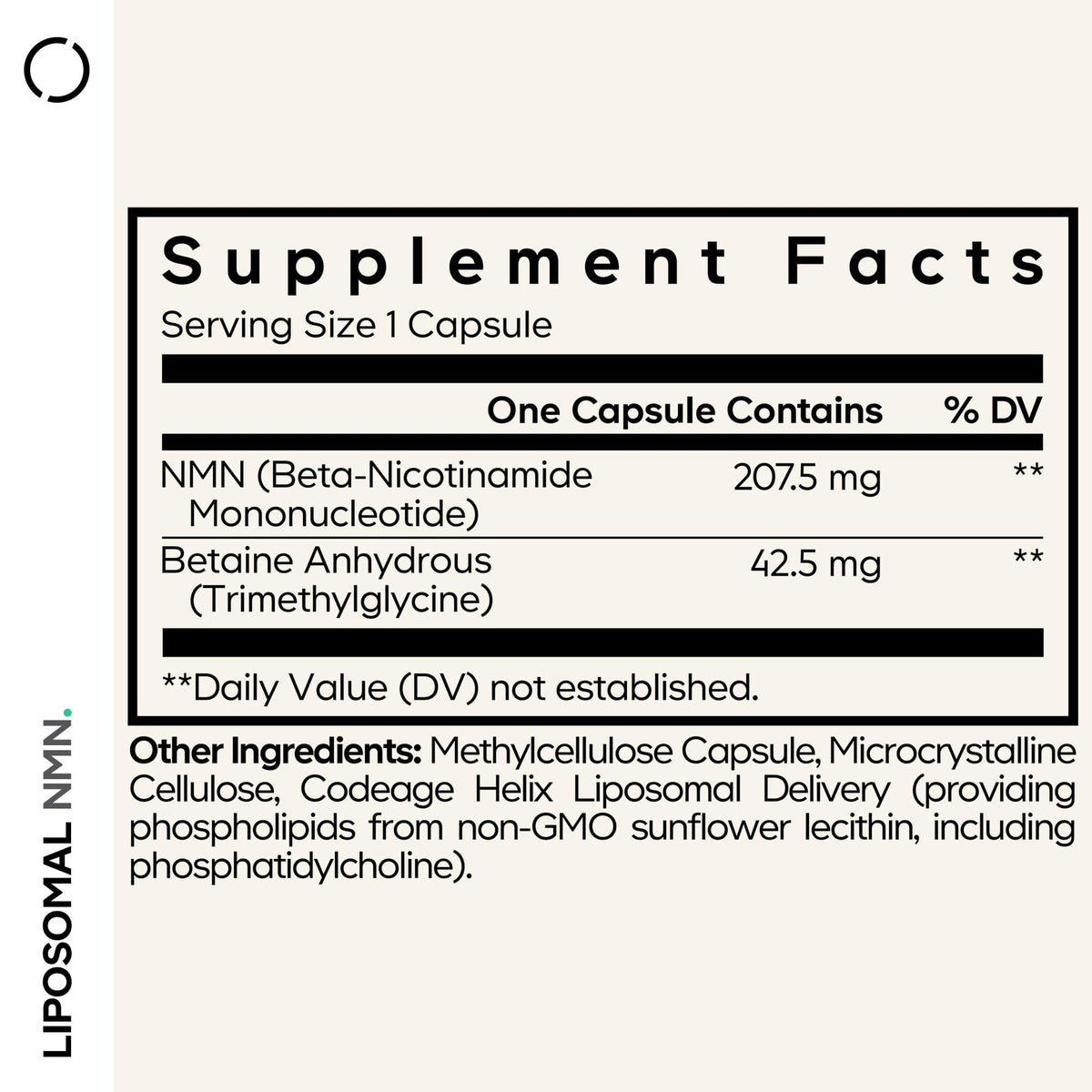 Codeage Liposomal NMN capsules montrant la forme des gélules