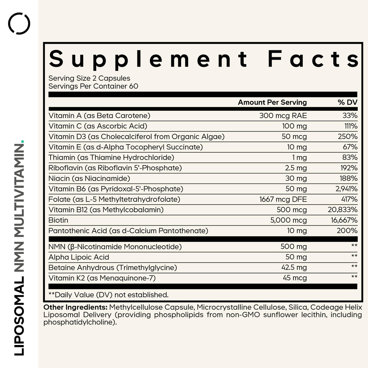 Codeage Liposomal NMN Multivitamin 120 capsules arrière