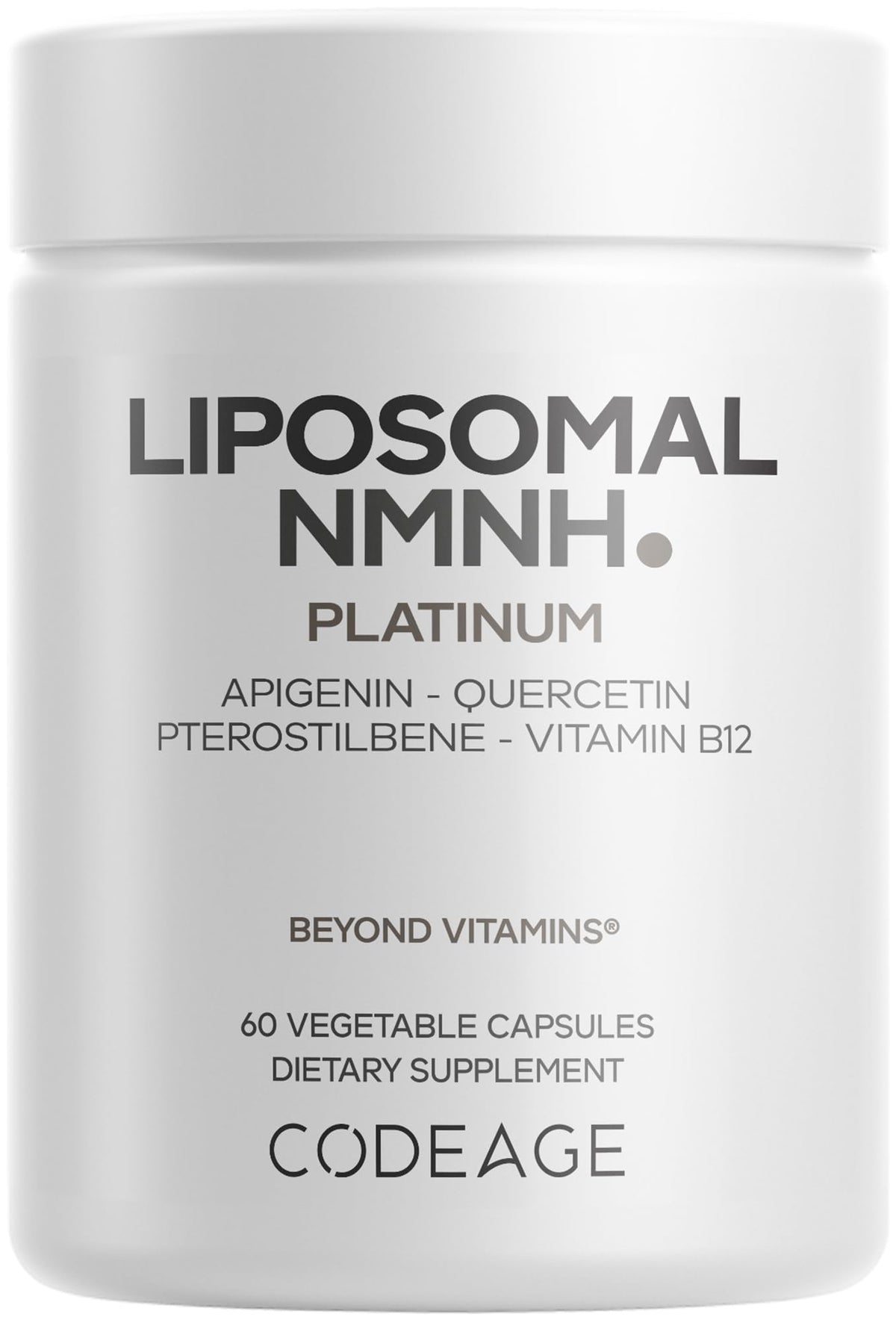 Codeage Liposomal NMNH Platinum 500mg capsules front view