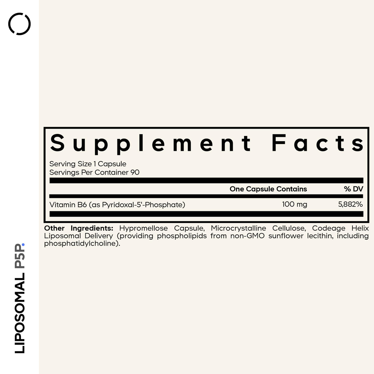Codeage Liposomal P5P capsule avec étiquette visible
