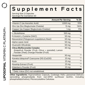 Codeage Liposomal Vitamine C+ 1000mg capsules sur fond blanc