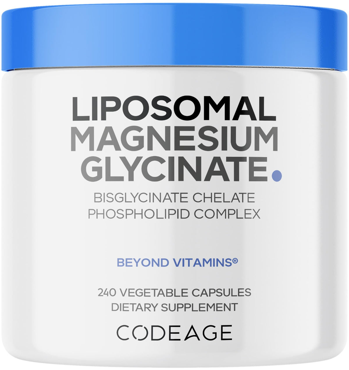 Codeage Magnésium Liposomal Bisglycinate 350 mg flacon avant vue