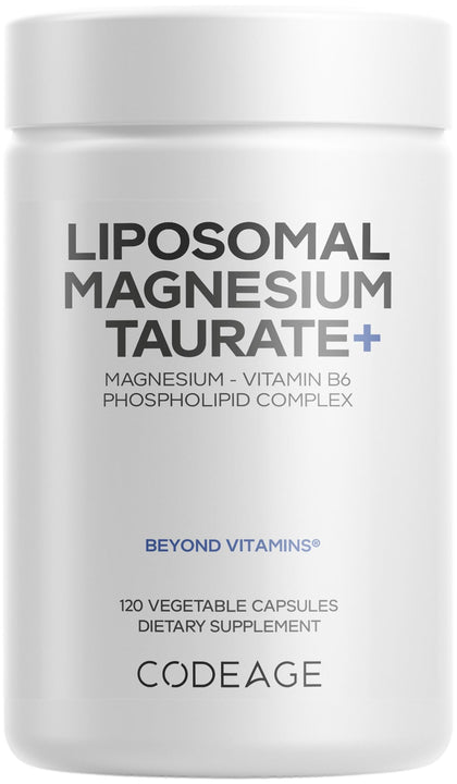 Codeage Magnésium Taurate+ 120 capsules vue avant du flacon