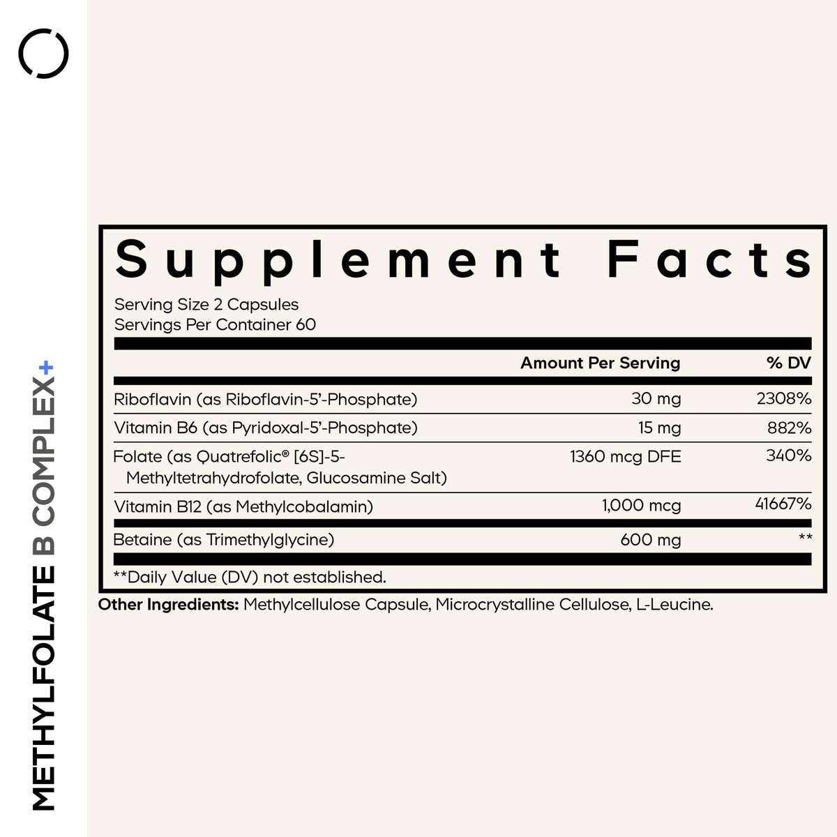 Codeage Methylfolate B Complex côté avec étiquette