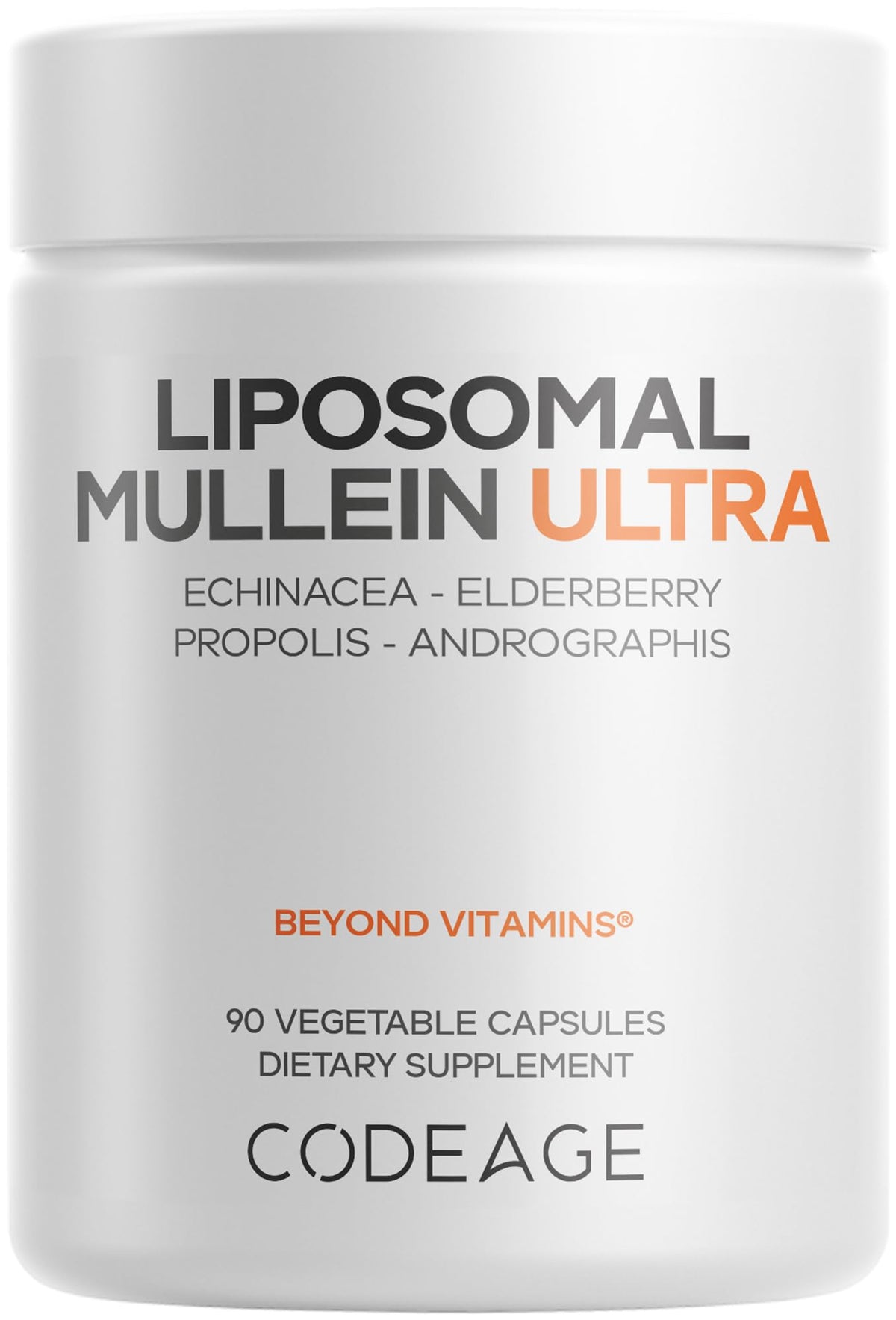 Codeage Mullein Ultra 90 Capsules vue avant avec étiquette