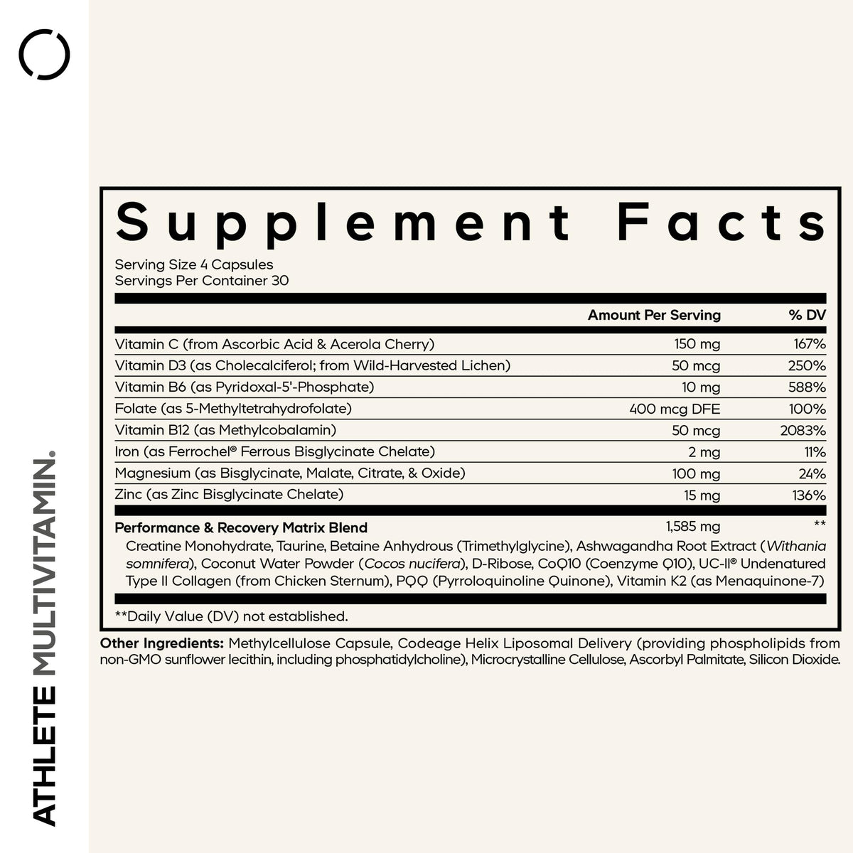 Codeage Multivitamine Athlète bouteille avec étiquette