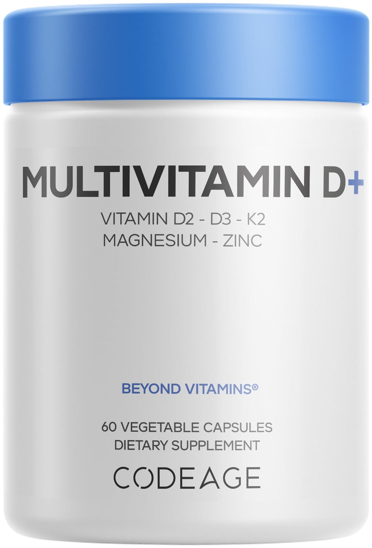Codeage Multivitamine D avec K2, 60 capsules vue de face