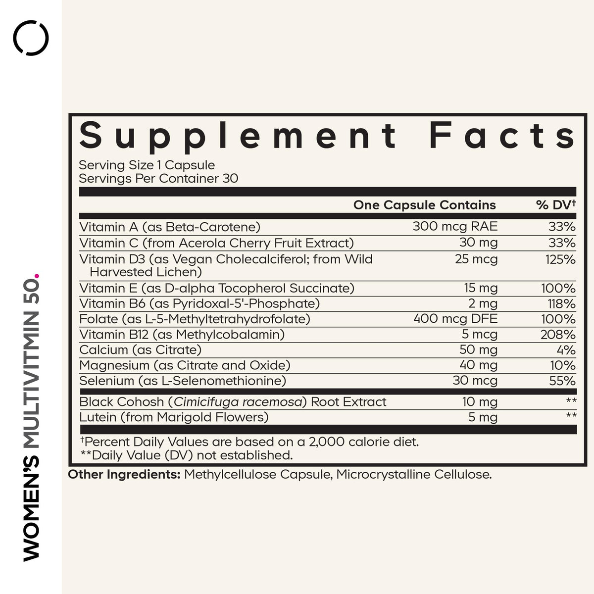 Codeage multivitamine femme 50+ 30 capsules côté