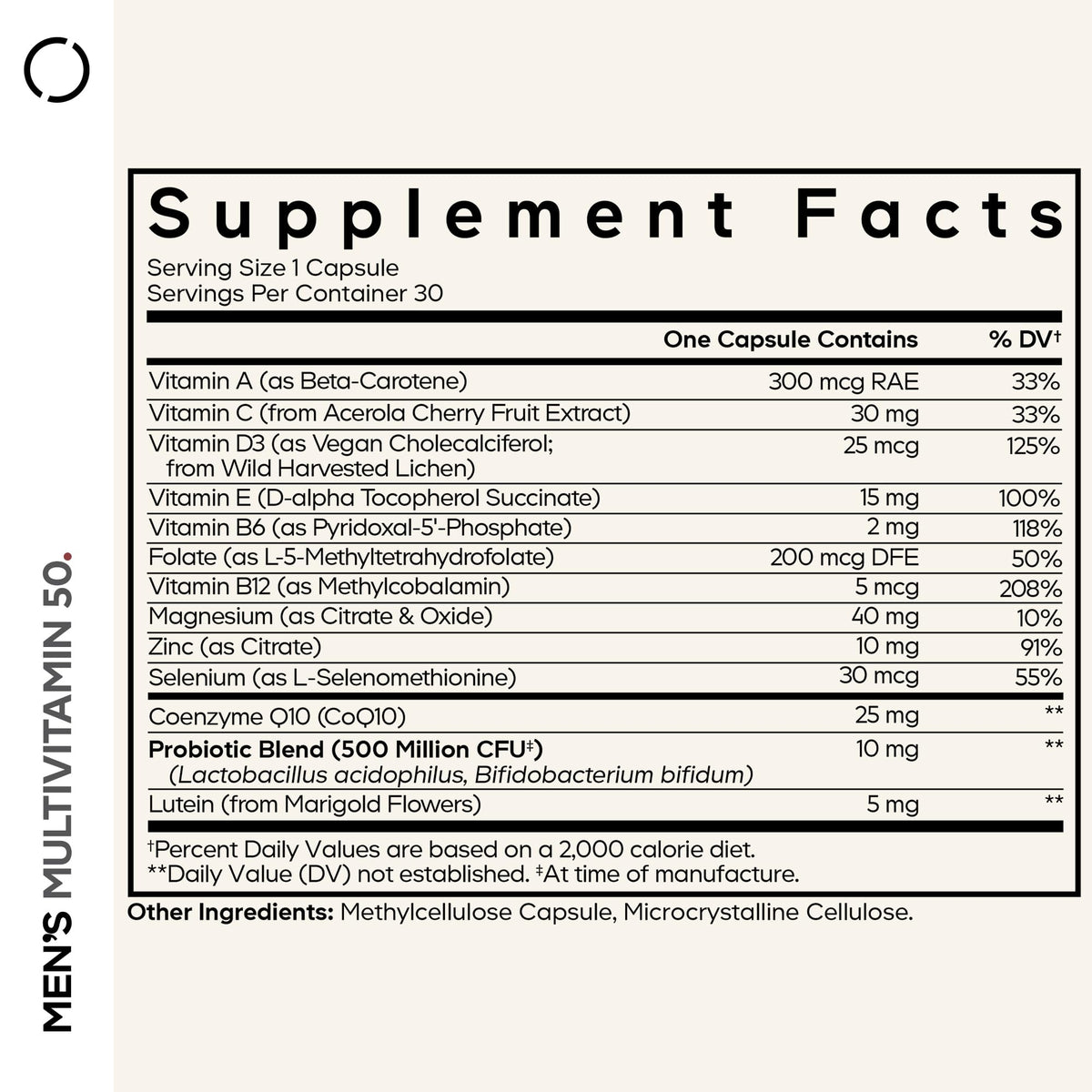 Codeage Multivitamine Homme 50+ capsules ouvertes sur une surface