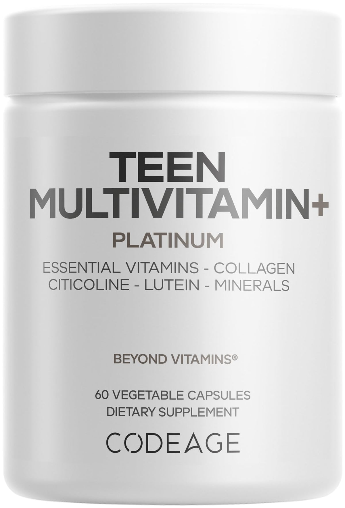 Codeage Multivitamine Teen+ Platinum 60 capsules vue de face