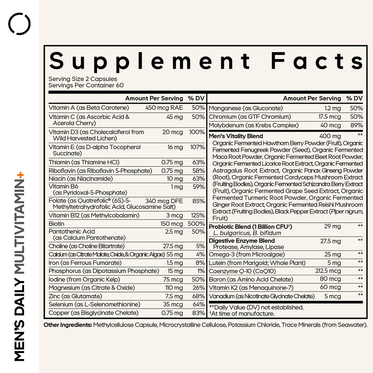 Codeage Multivitamines pour Hommes, capsules ouvertes