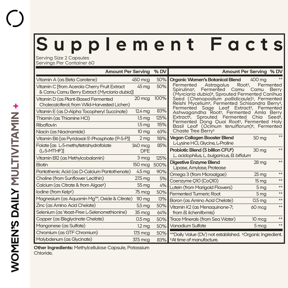 Codeage Multivitamines Quotidiennes Femmes 2-Pack vue arrière