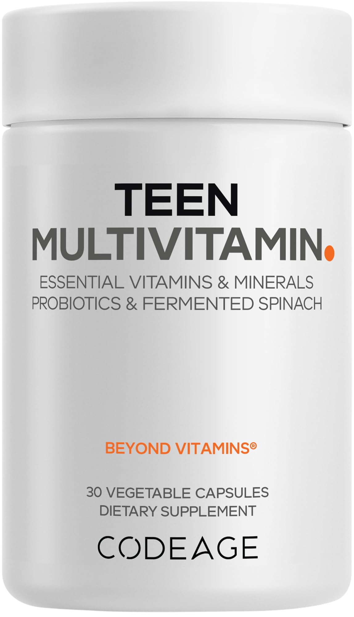 Codeage Multivitamines Teen flacon de 30 gélules vue de face