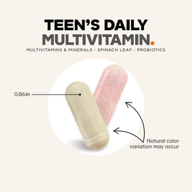 Codeage Multivitamines Teen gélules sur un fond de fruits